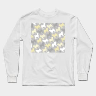 Grey and Yellow Pug Pattern Long Sleeve T-Shirt